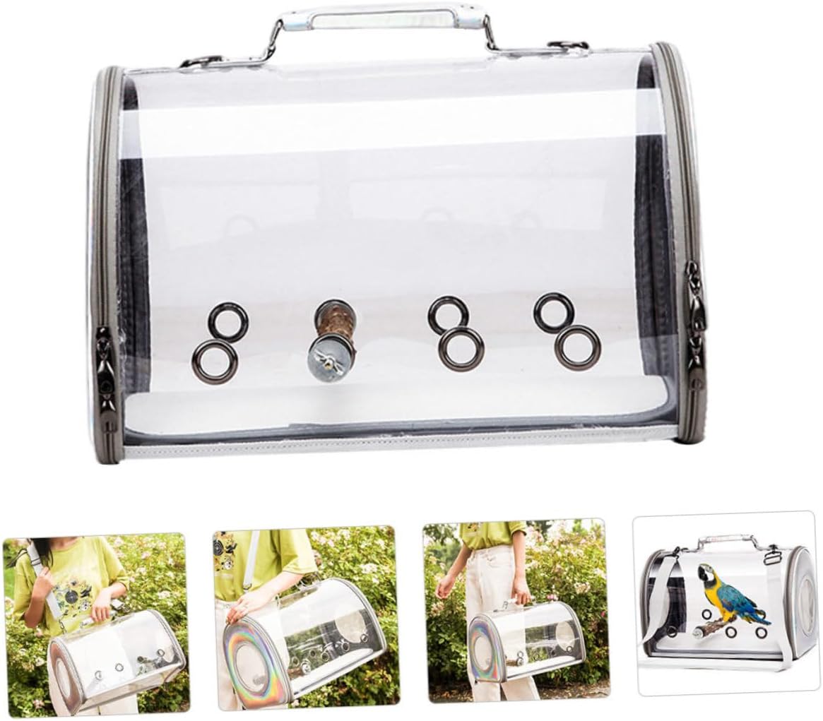 POPETPOP Parrot Carrier Bag Capacity Portable Outdoor Birds Container for Made Pu and Material for Bird Transport