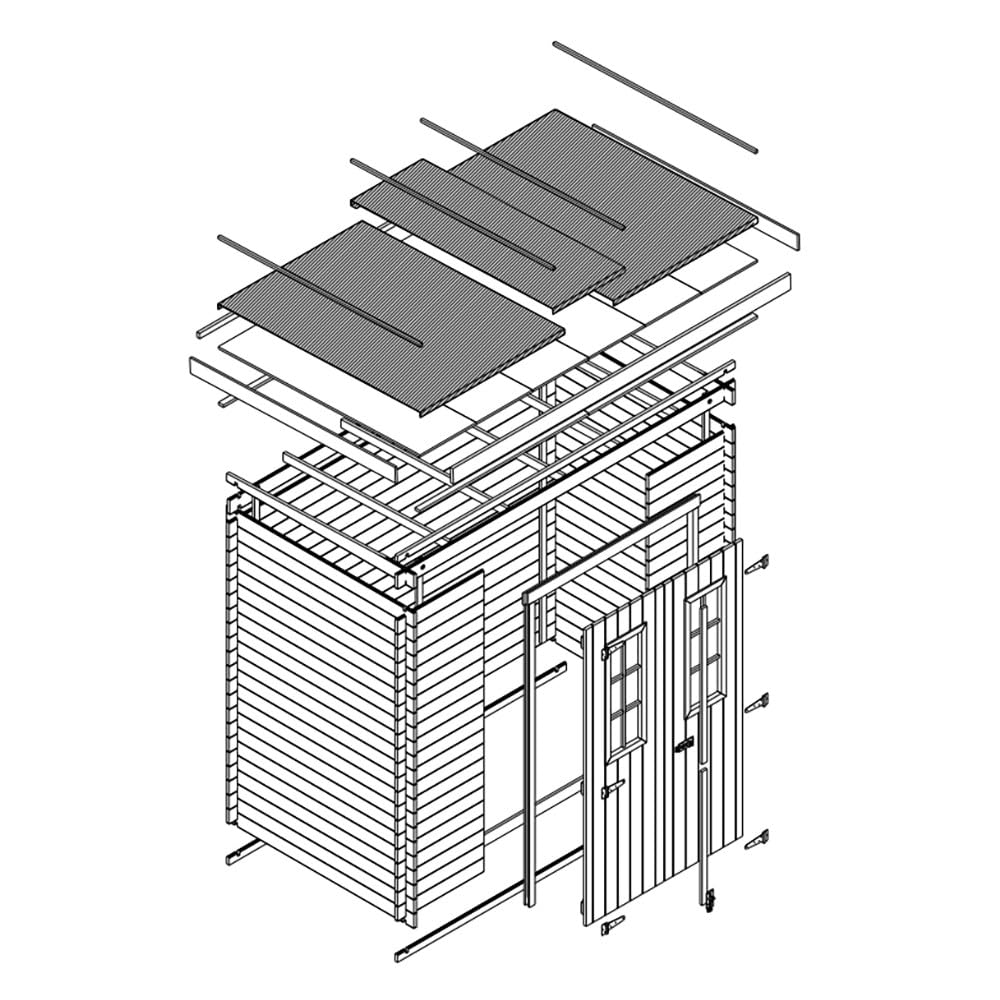 TIMBELA M310C Drewniany domek ogrodowy – szopa ogrodowa z drewna, szer. 239 x dł. 142 x wys. 200 cm / 2,63 m², szopa na rower, wodoodporny dach