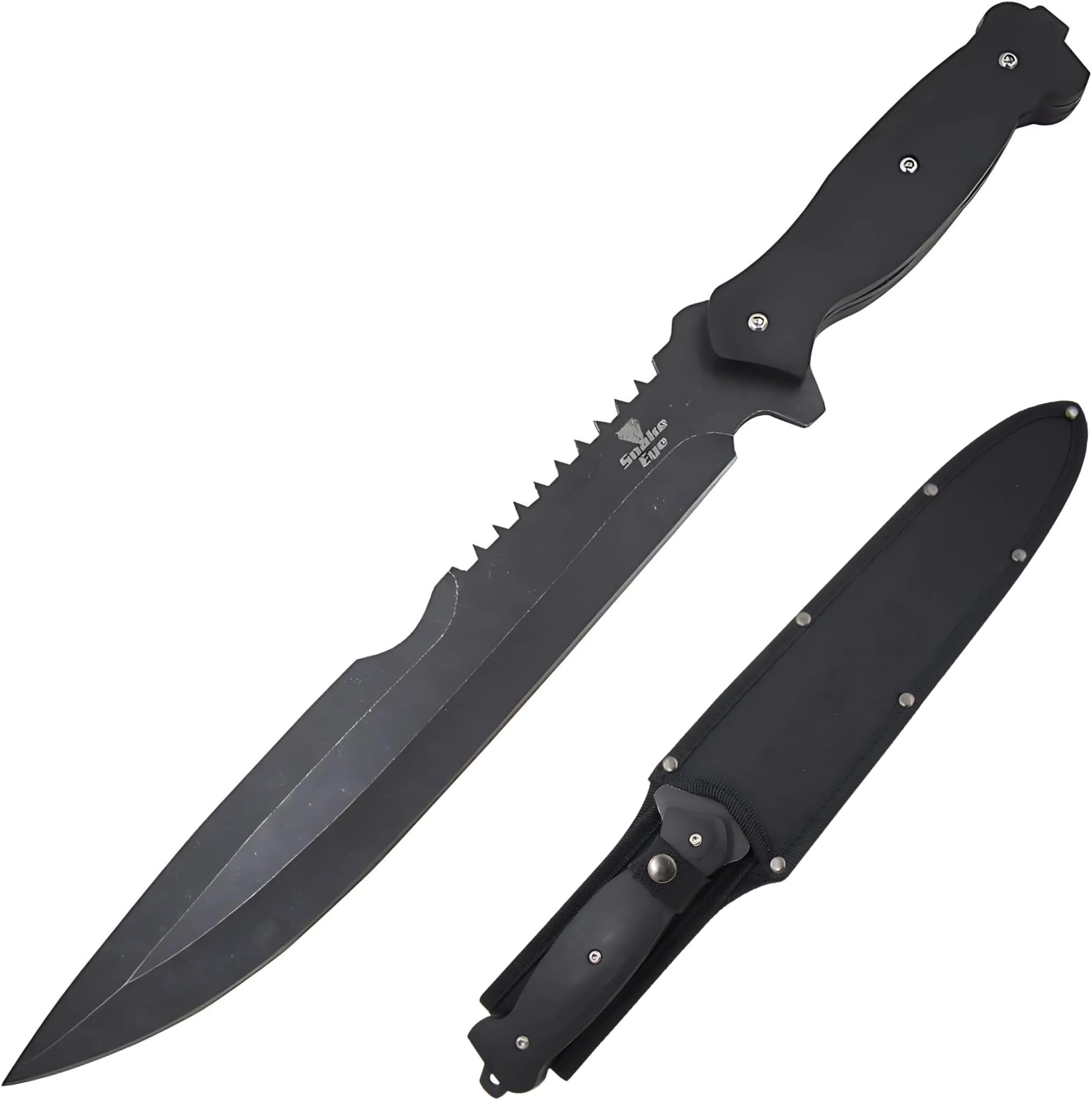 Snake Eye Tactical Full Tang Hunting Camping Outdoor Fix Blade Gardening Machete (Black)