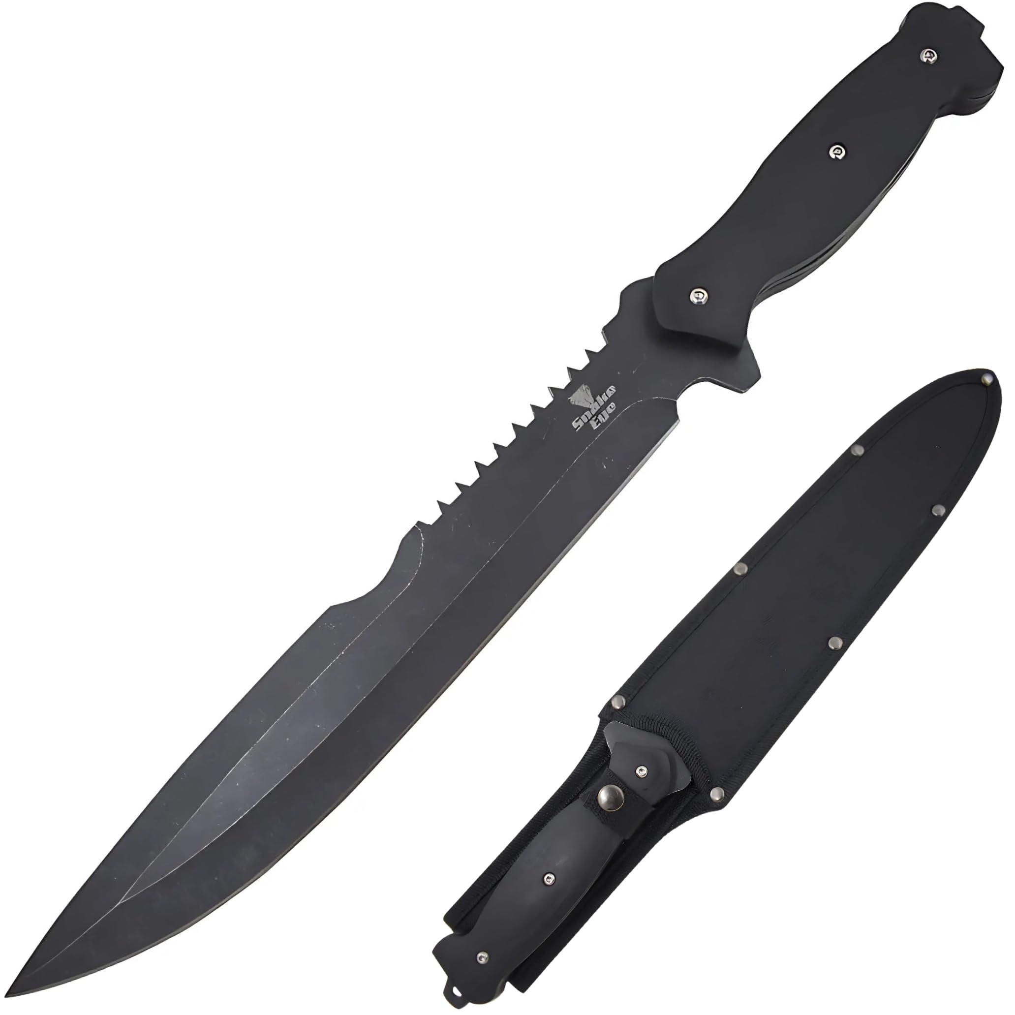 Snake Eye Tactical Full Tang Hunting Camping Outdoor Fix Blade Gardening Machete (Black)