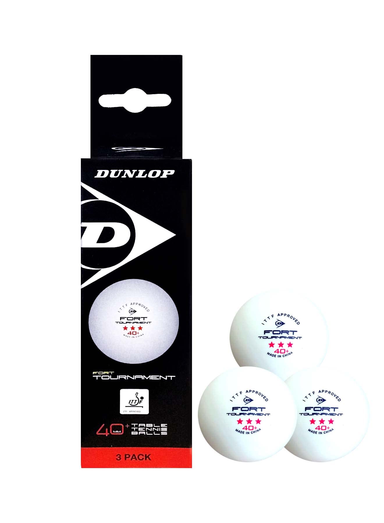 DUNLOP Fort Tournament Lot de 3 balles de tennis de table 3 étoiles