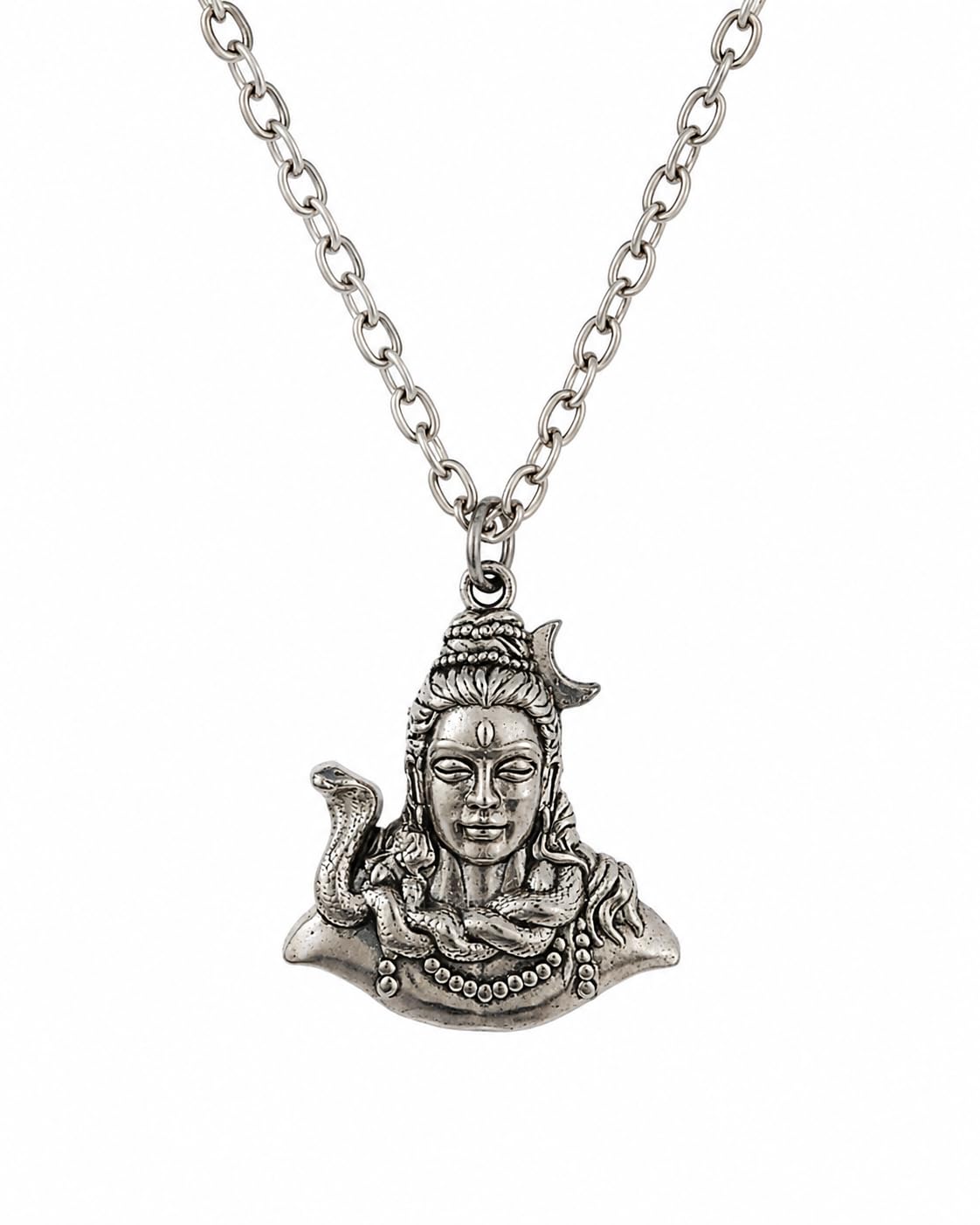 beautivia Lord Shiva Pendant Necklace, Antique Finish, Alloy Steel, Unisex, Cable Chain, Religious Hindu Locket-picture-4