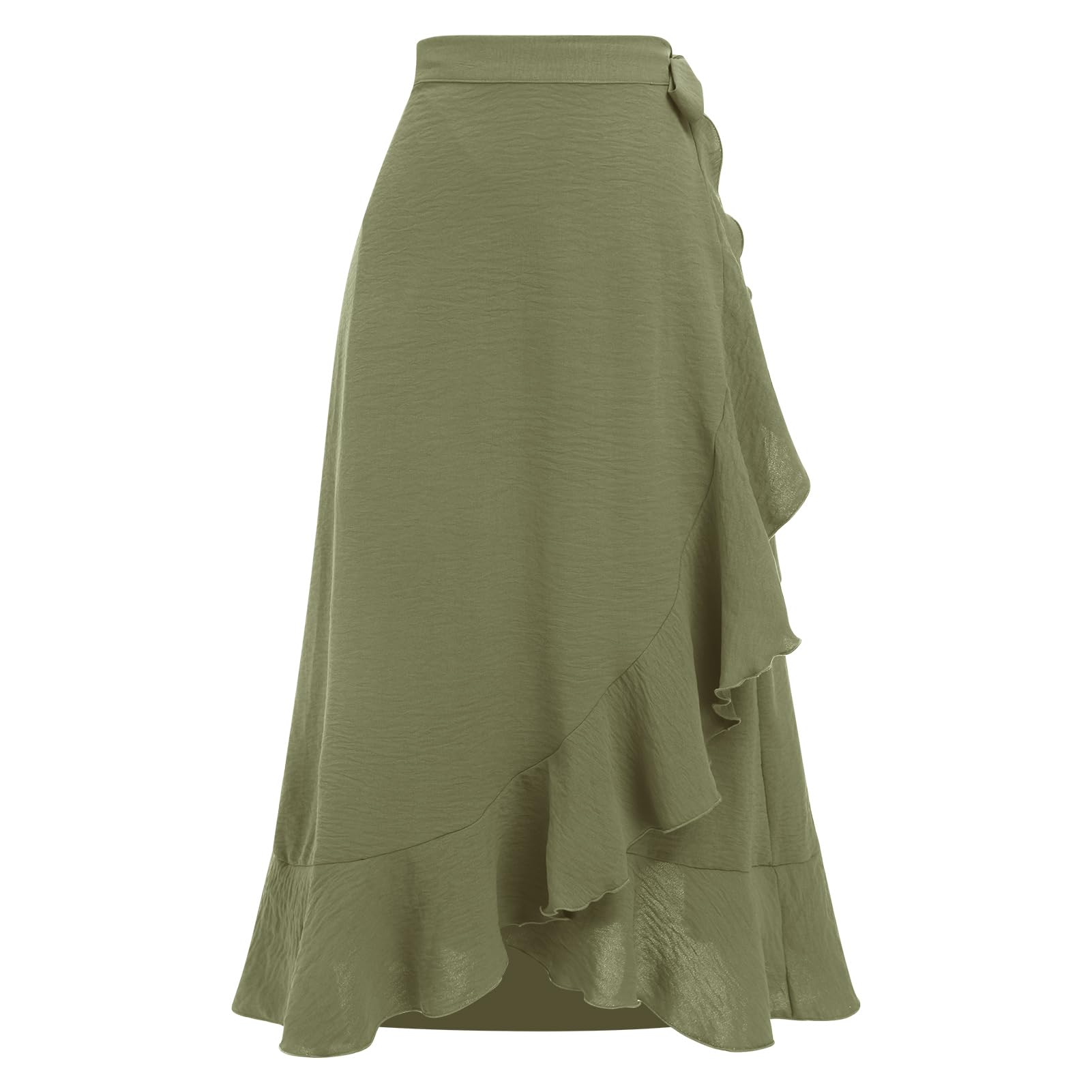 Odizli Gonna estiva da donna, elegante, a vita alta, con volant