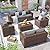 VONZOY Patio Furniture Set,5 Piece Wide Armrest Outdoor Furniture Chair with 4" Thickened Cushion,Wicker Patio Conversation Sets with Waterproof Covers for Backyard, Porch(Grey)
