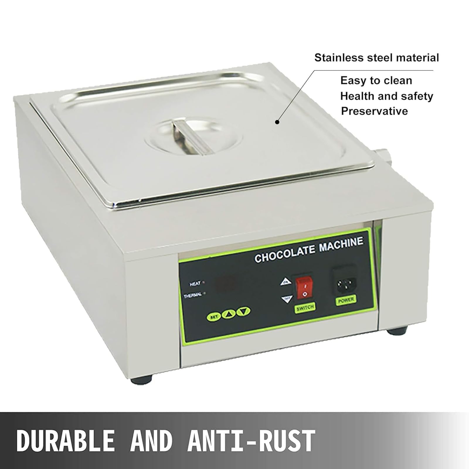 Máquina de fusión de chocolate comercial, control de temperatura digital para panadería y tienda de dulces