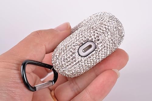 Miniatura 6 de Funda brillante compatible con AirPods de 3 generación con llavero, a prueba de golpes, funda protectora de diamantes de imitación de alta calidad