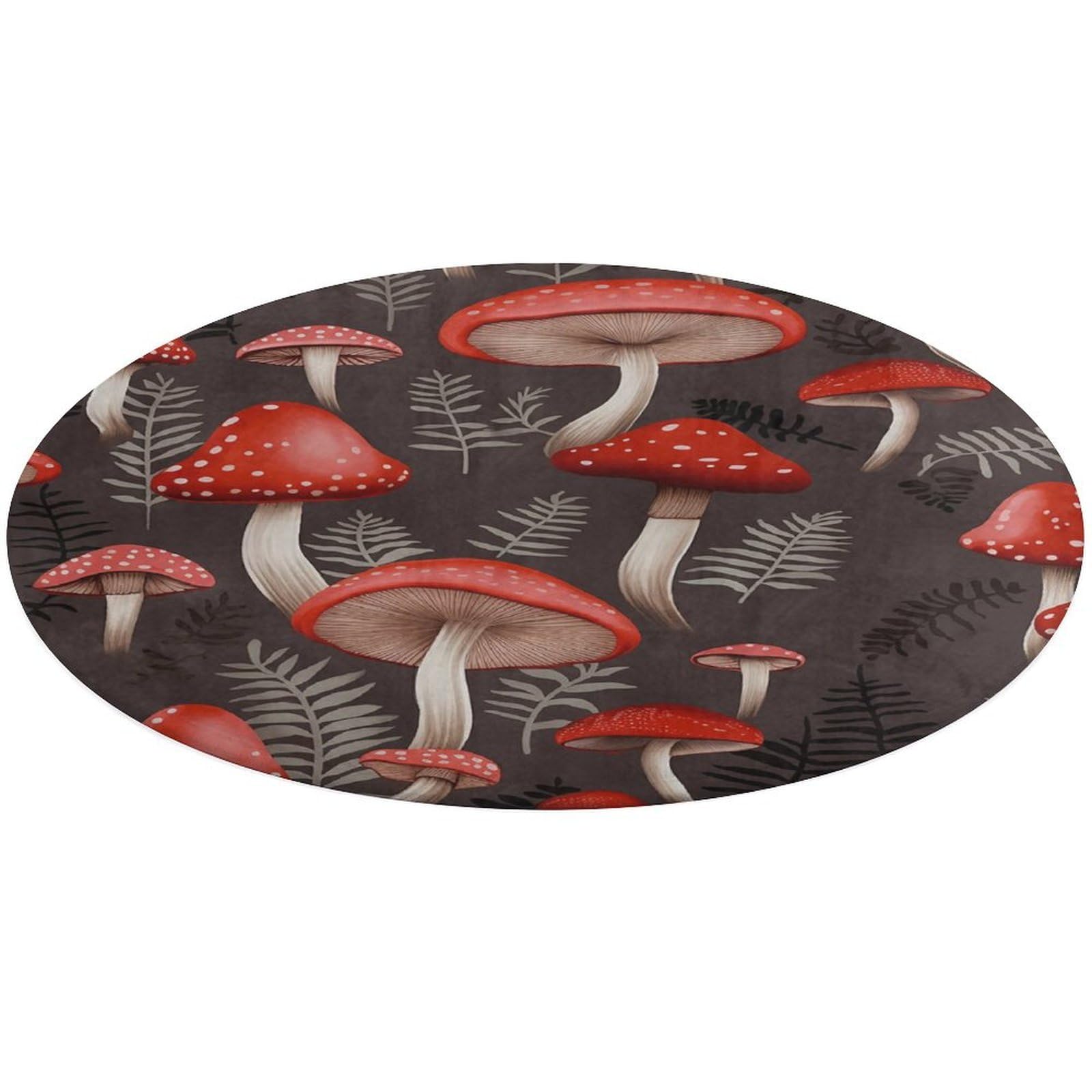 Tapis de salon rond champignons rouges pour une chambre d'enfant cocooning