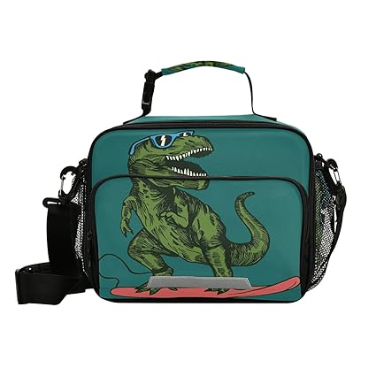 Lunch box Insulated Soft Lunch Bag Skateboard Dinosaur Lunch Container for Office Work School Picnic Beach