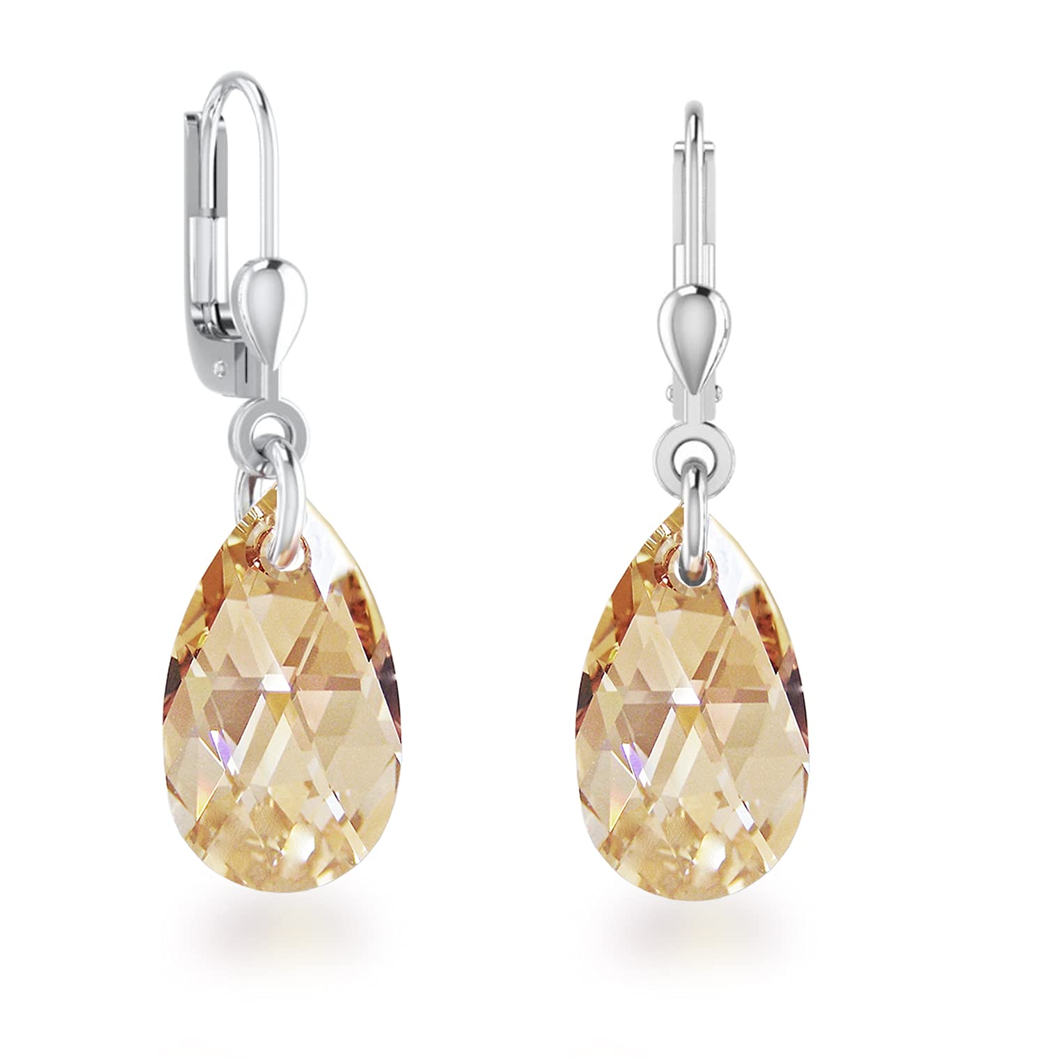 Schöner Schmuck-DesignSchöner-SD 925 Sterling Silver Dangle Crystal Pear Shaped Drop Earrings