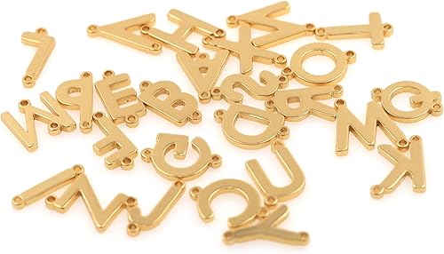 Miniatura 3 de 26 dijes de letras rellenas de oro de 18 quilates, dijes iniciales, colgantes de letras para hacer pulseras, collares, joyas