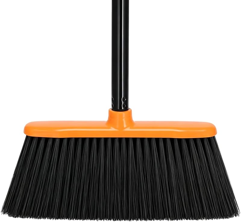 Heavy Duty Outdoor Broom,50" Long Handle Broom for Sweeping Indoor | Stiff Bristle Broom,Household & Commercial Brooms for Garage,Kitchen,Shop,Camping,Patio Concrete Outside Cleaning
