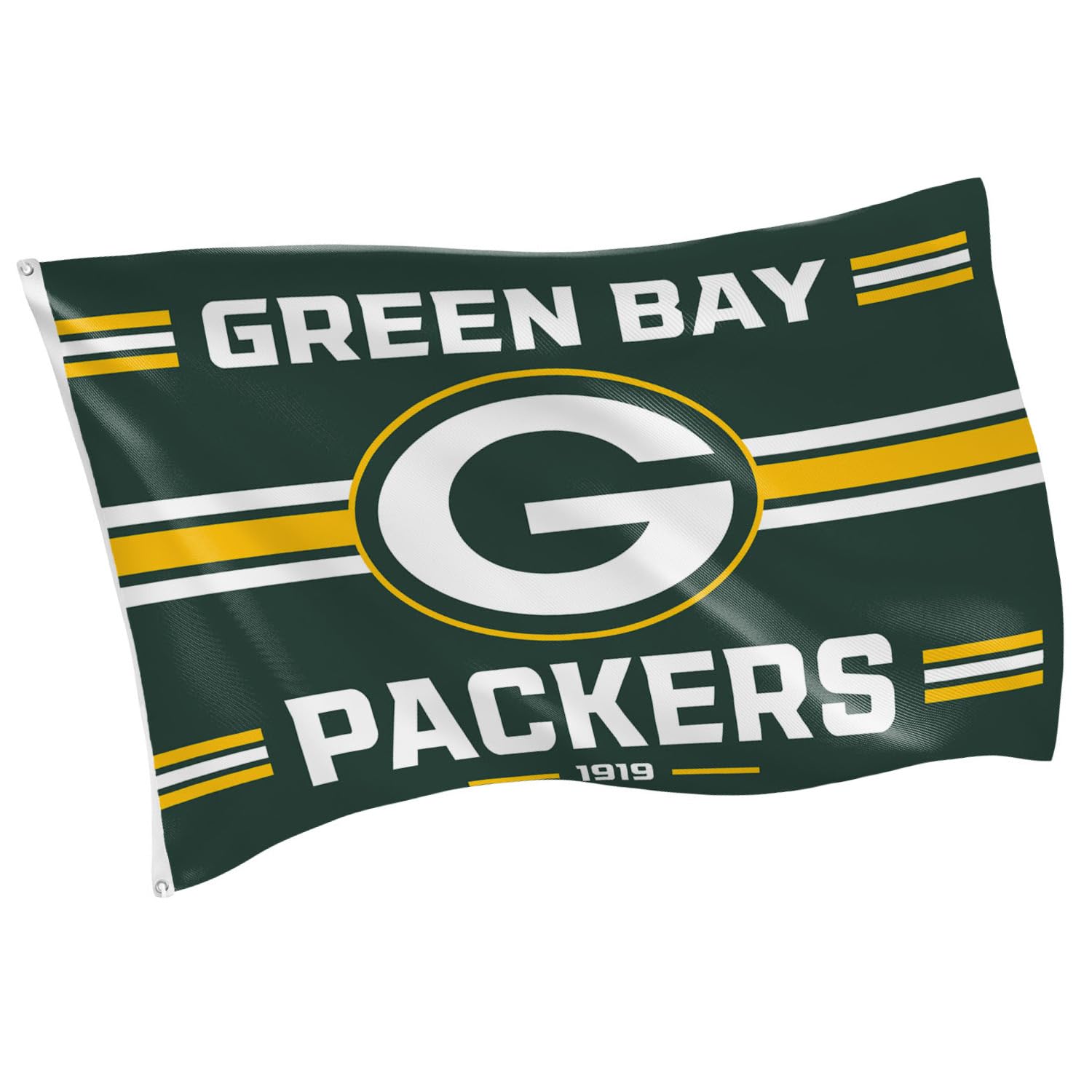 NFL Green Bay Packers Vintage Flag | 3 x 5 Estate Flag with Grommets | Heavy Duty Banner for Outdoor Garden Patio Decoration | Indoor Wall Decor for Room | Works with Flagpoles for Outside House