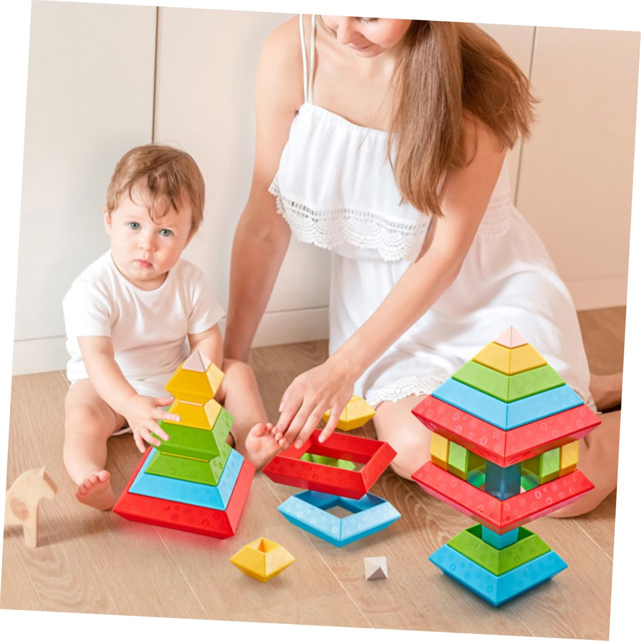 minkissy Bloques de Juguete 30 Piezas de Plástico Formas Geométricas