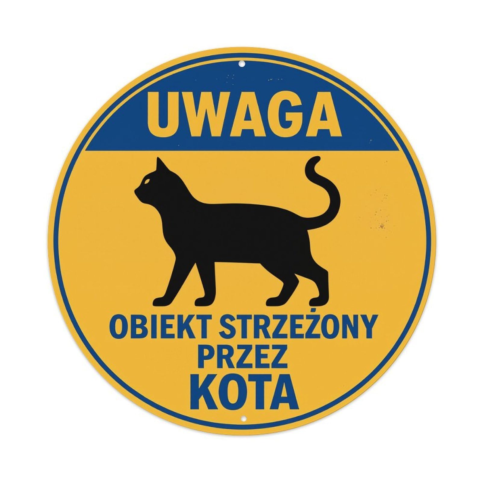 Caution Object Guarded By Cat Metal Tin Sign Vintage Garden Bedroom Cafe Bar Man Cave Home Wall Decor Metal Poster 8x8 inches