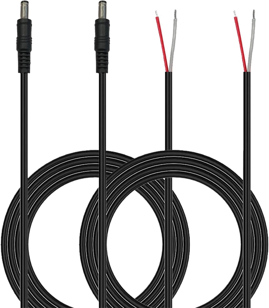 4FT DC 5.5MM x 2.5MM Male Plug to Bare Wire Open End Power Wire Supply Repair Cable,Barrel Connector for CCTV Camera,DVR,LED Strip Light Etc-2 Pack
