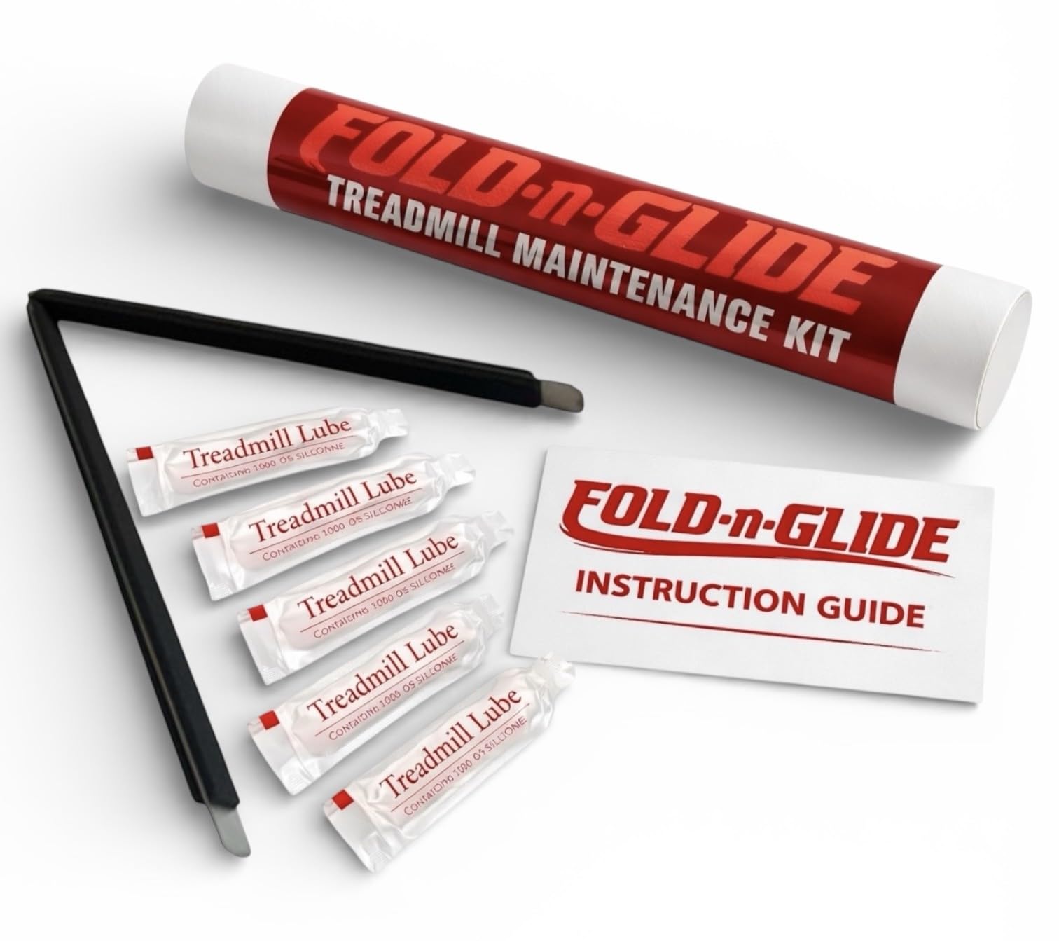 Fold-N-Glide Treadmill Maintenance Kit |Treadmill Lubricant for Belt | 5 x Lube Applications | Foldable Metal 23" Applicator Wand | Directions Included (Fold-N-Glide 5 Applications Kit) โ image 1