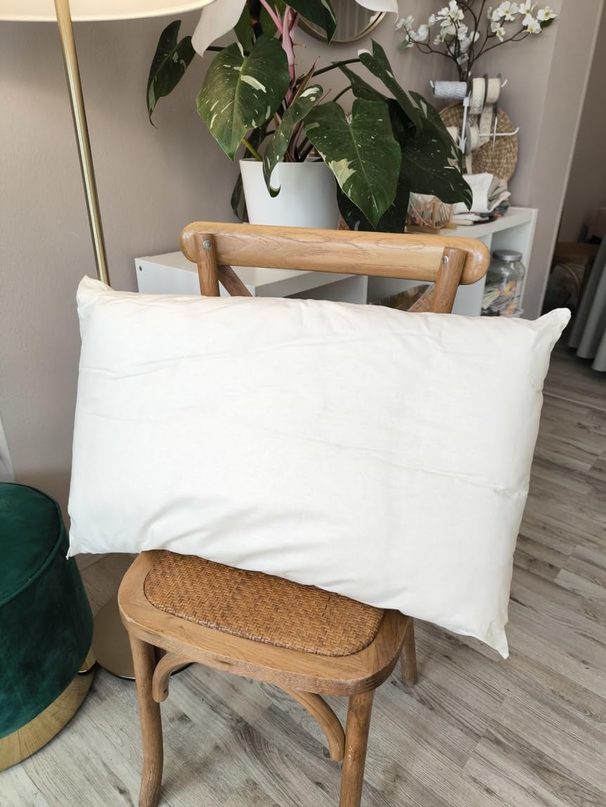 CATTANI TESSUTI Almohada de algodón Natural por Dentro y por Fuera – 50 x 80 cm, Grosor 13 cm – Artesanales, Made in Italy – Pack 1 Unidades