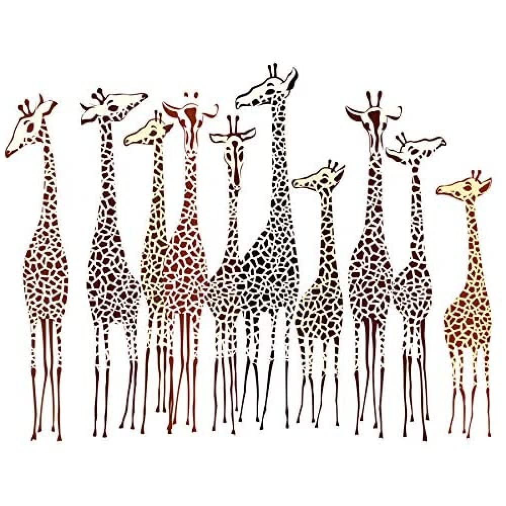 Wee Blue Coo Dt Illustration Group Of Giraffes Art Large Art Print Poster Wall Decor 18x24 inch