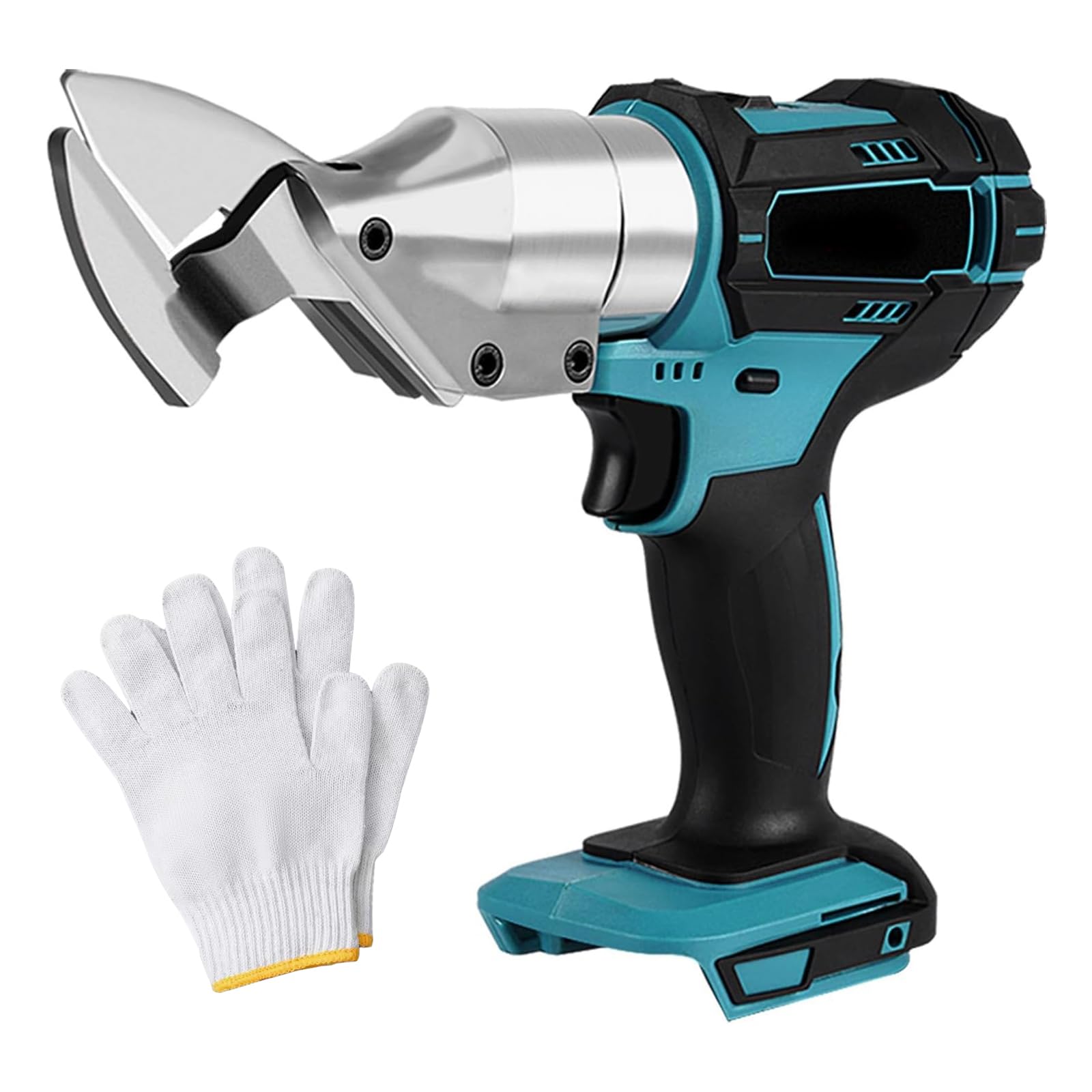 Forbici per lamiera a batteria, compatibili con Makita 18 V, forbici elettriche con testa girevole a 360°, spessore massimo 2 mm, forbici elettriche per lamiere, tappeti, tessuto, pelle (senza