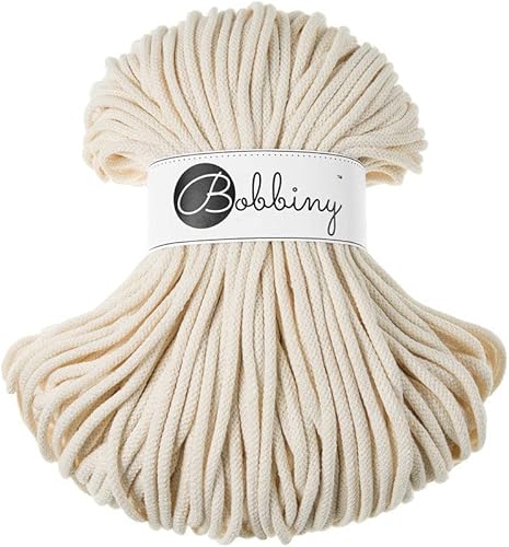 Bobbiny Premium 5mm Braided Macrame Cord (Natural) 108yds/330ft (100% Recycled Cotton)