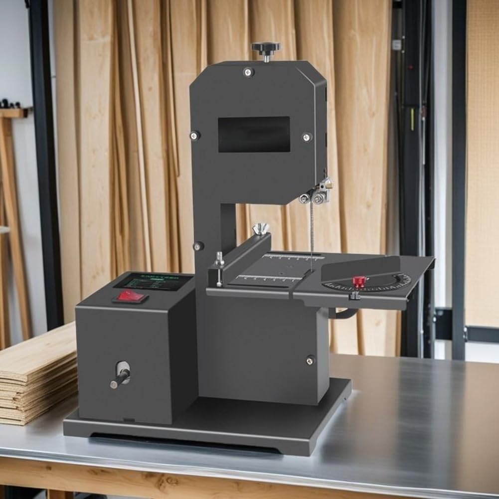 Sierra de cinta de mesa profesional, sierras de banco pequeñas de escritorio, ángulo de corte ajustable de 0 a 45°, profundidad de sierra de 70 mm, para carpintería, manualidades y bricolaje