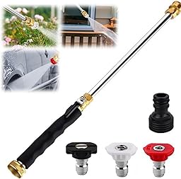 Jet Nozzle Power Washer for Garden Hose, 2026 Pressure Washer Wand with 3 Interchangeable Nozzles, Pressure Washer Nozzle with Adjustable Spray Patterns for Patio Garden Outdoor Cleaning (black,1pcs)