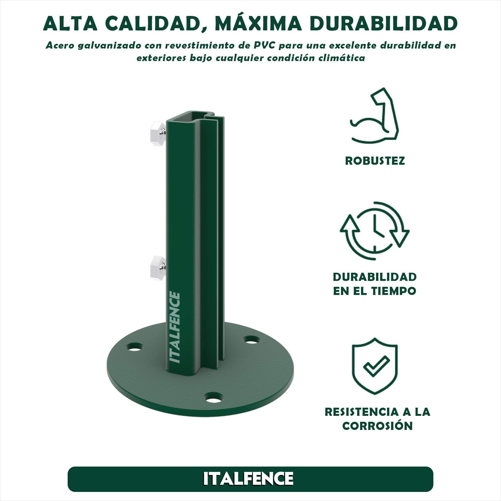 Base para poste T 30x30mm, acero plastificado [5 piezas]