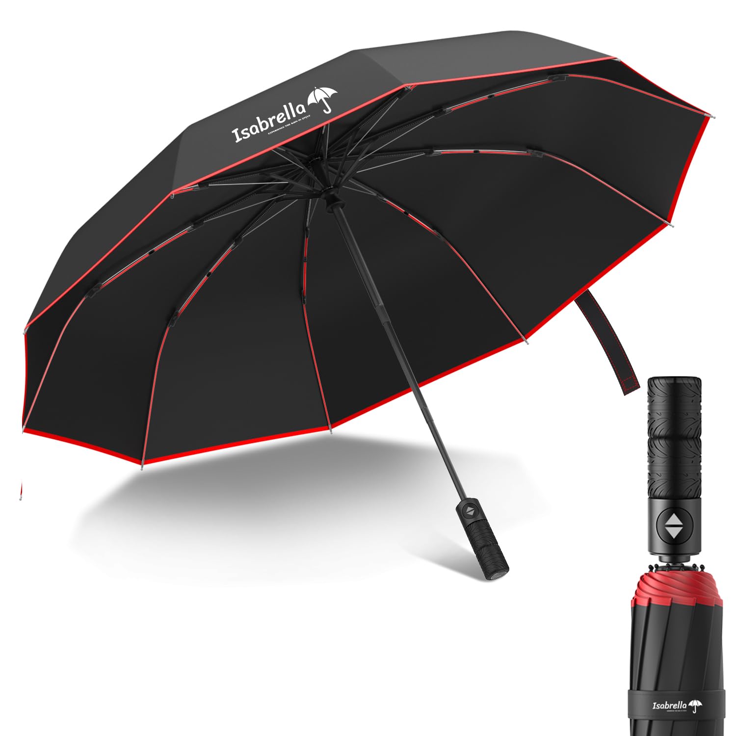 ISABRELLAAutomatic One-Touch Open Folding Big Umbrella for Men and Women - 3 Fold Design for Rainy Days and Sun Protection