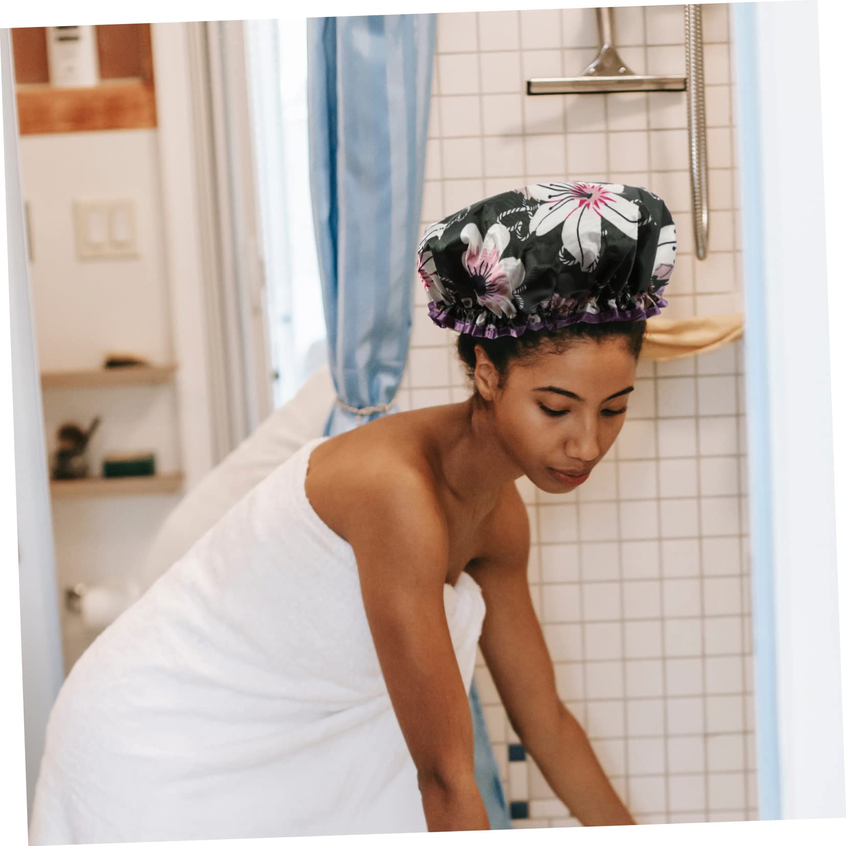 DOITOOL 9stücke Teiliges Wasserdichte Duschhaube Für Damen Elastische Badekappen Aus Satin Und Peva Atmungsaktiv Und Langlebig Für Haarpflege Und Reisen