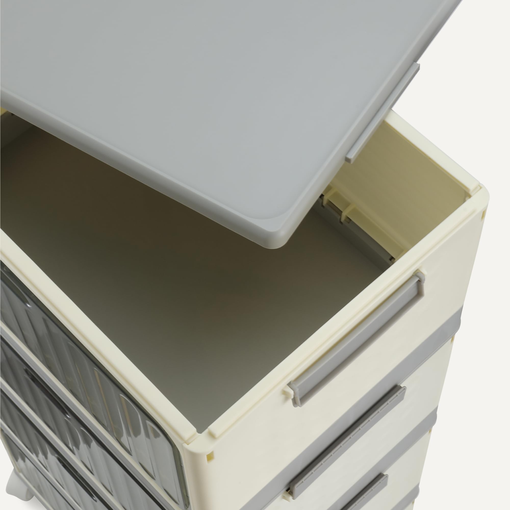 Carrello portabiancheria pieghevole a 3 ripiani, in plastica, con maniglia e ruote, multifunzionale, per cucina, ufficio e bagno
