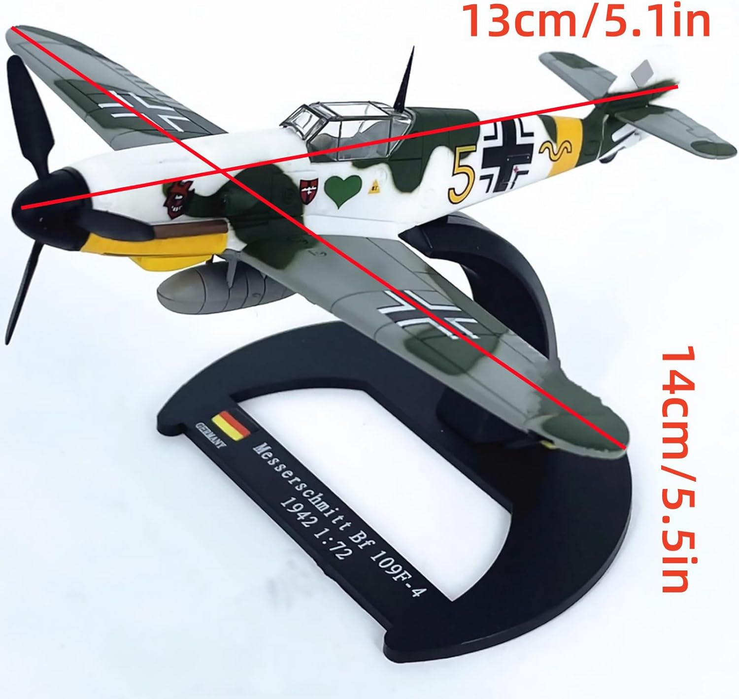 1:72 Scale WWII Germany Messerschmitt Bf-109F-4 Fighter Model Alloy Aircraft Aviation Collectibles for Desktop Ornament