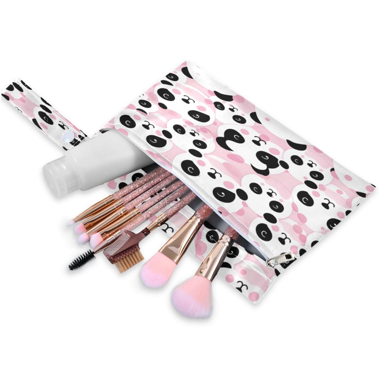 ATTX Pink Panda Bears Wet Dry Bags 2-Pack - Reusable Cloth Diaper Storage for Travel, Beach & Gym | Multi-Use Waterproof Bags for Swimsuits, Baby Clothes, Sports Gear#335