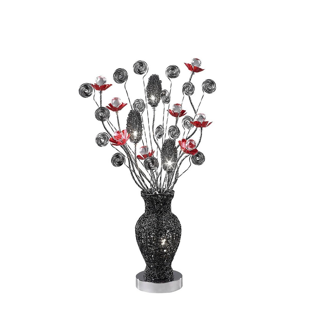 Inspired Clearance - (DH) Nevada Table Lamp 4 Light G4 Black/Red/Crystal, NOT LED/CFL Compatible