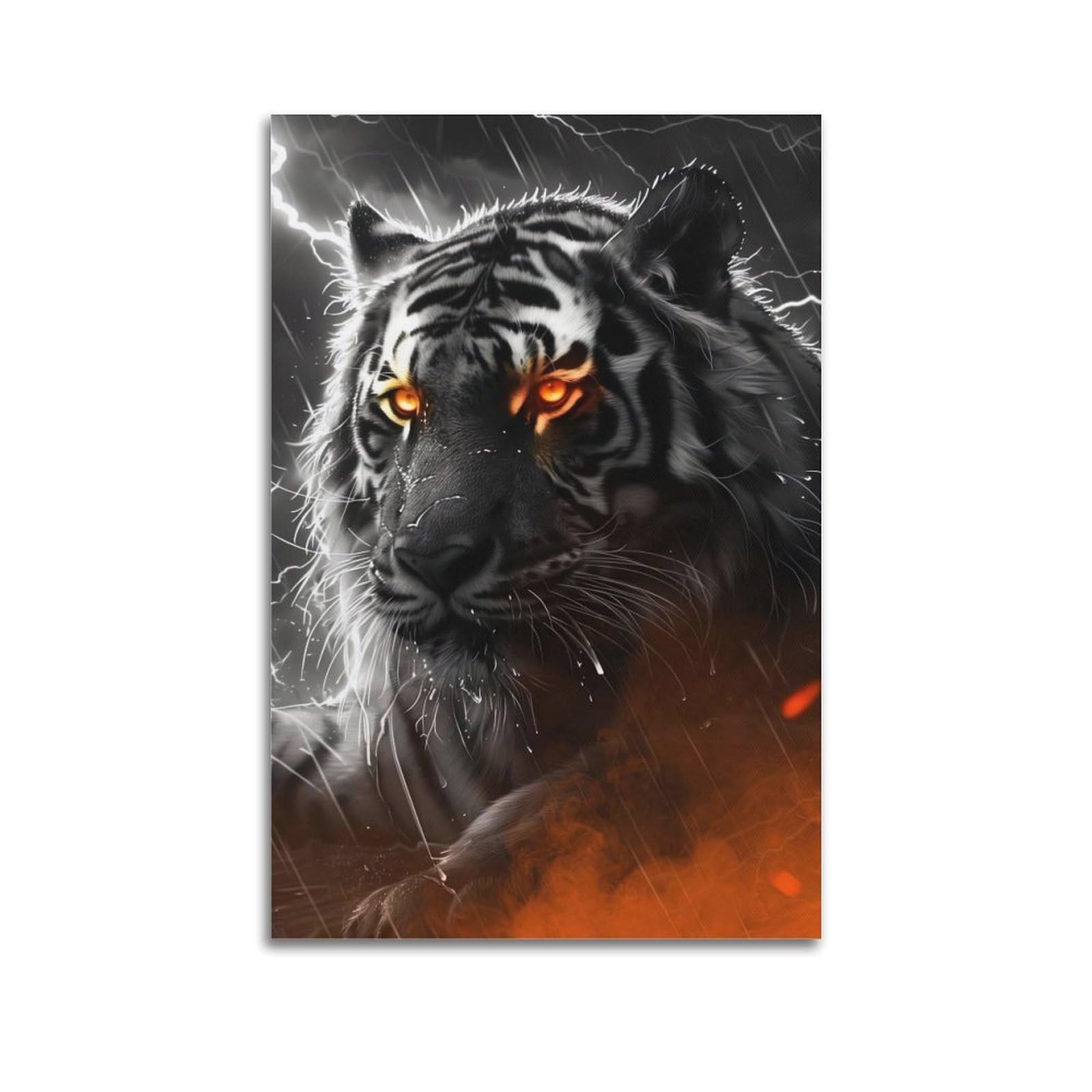ZSZWHJ Animal Poster Tiger in The Rain Artwork Poster Decorative Painting Canvas Wall Posters And Art Picture Print Modern Family Bedroom Decor Posters 16x24inch(40x60cm)