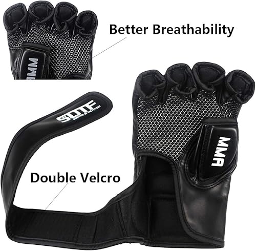 Miniatura 4 de SOTF Guantes de boxeo para adultos, guantes de entrenamiento de artes marciales mixtas, guantes de boxeo de lucha y dedos abiertos para mujeres