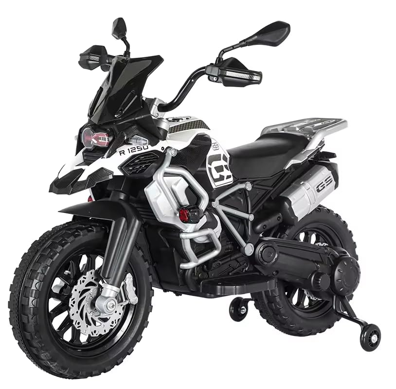 Image of DL-777 12V Battery-Powered Ride-On Motorcycle for Kids | Electric Bike with Twist Throttle, Lights & Sounds, Rear Suspension, Side Wheels | for Boys & Girls (2-6 Years) (White)