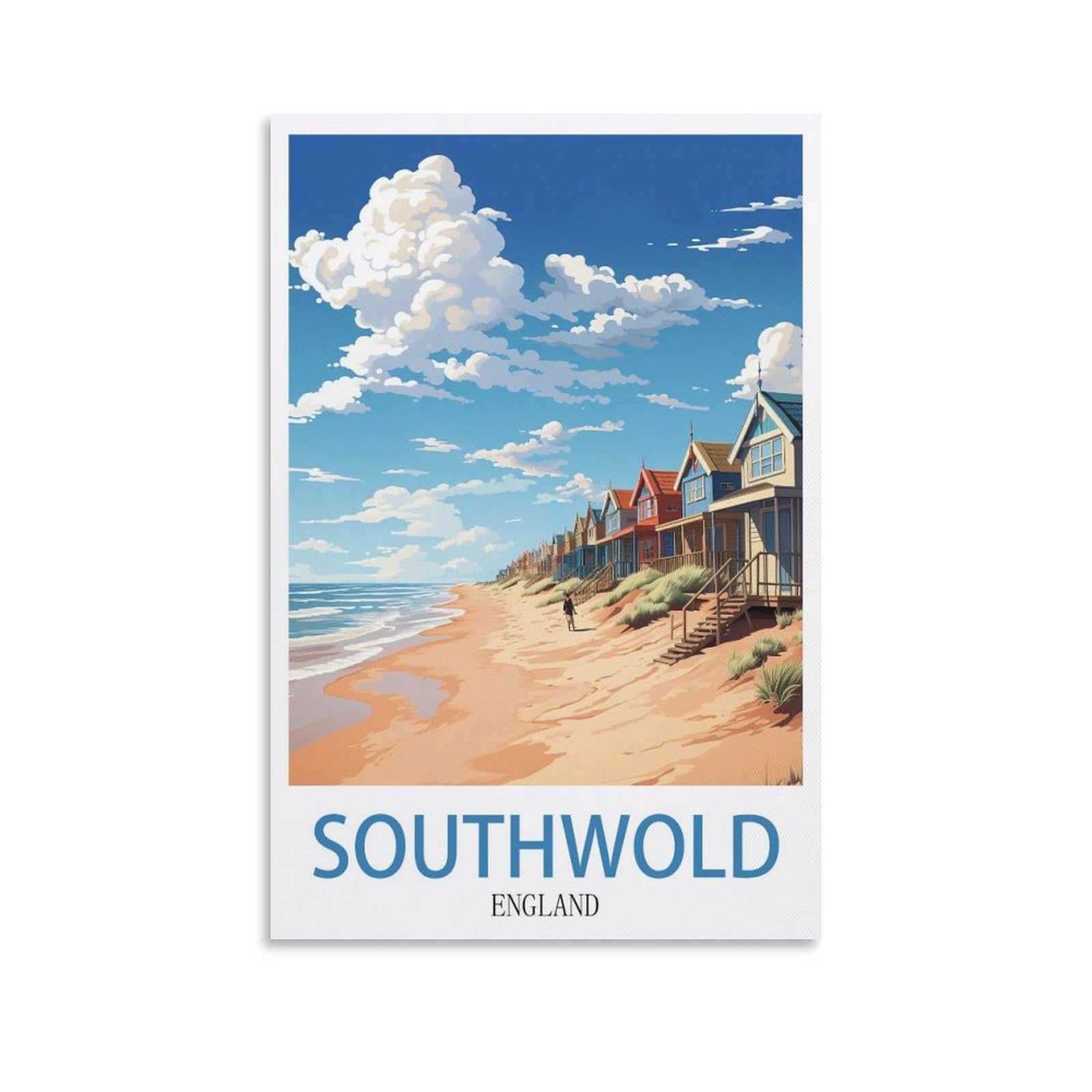EZMLFA DIY 5D Diamond Painting Kits for Adults,Southwold England Crystal Rhinestones Art Craft for Beginners DIY Home Wall Decor Gift 50x60cm