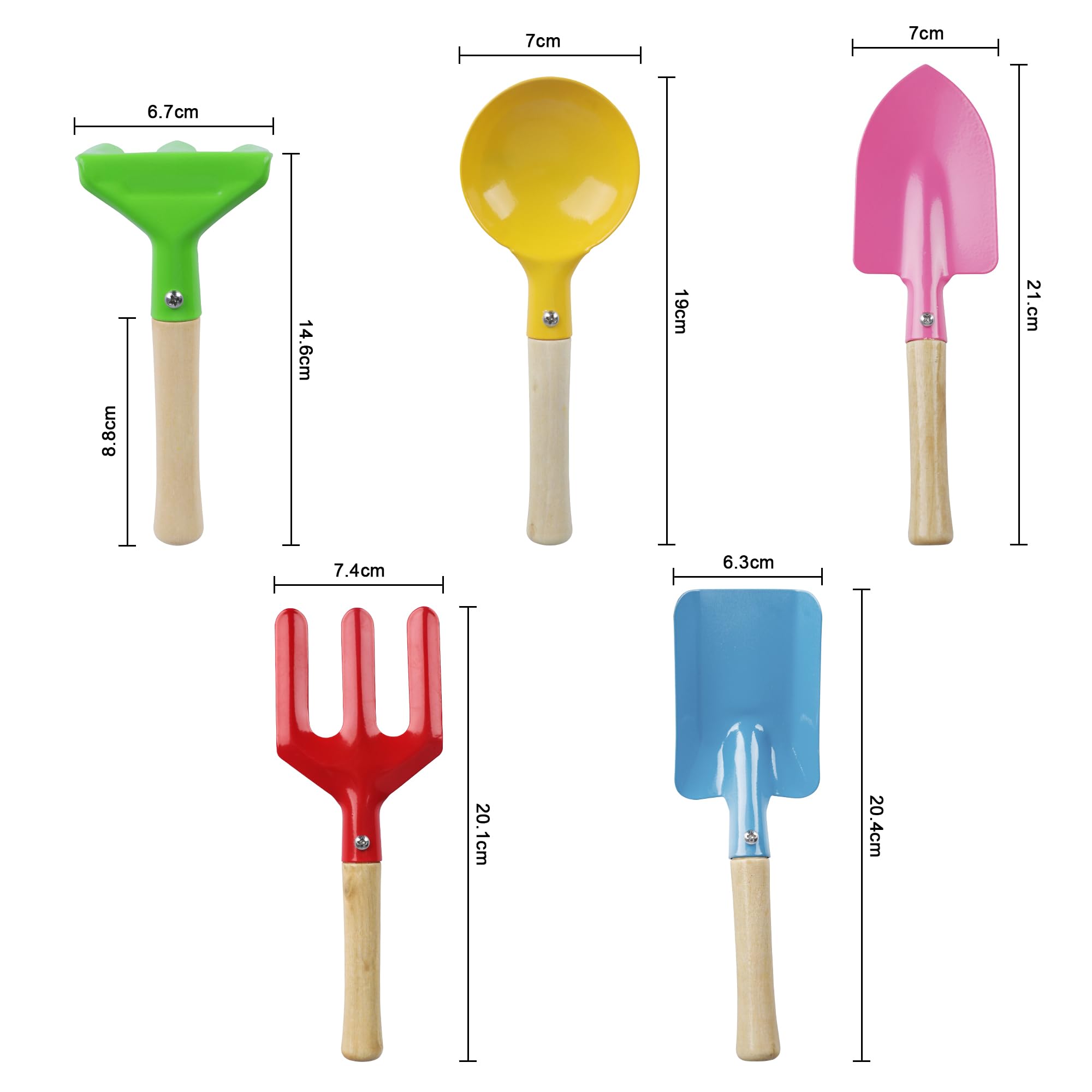 Set di paletta manuale per bambini a partire dai 3 anni, set da giardino con pala, rastrello, vanga, cucchiaio, forchetta, attrezzi da giardino
