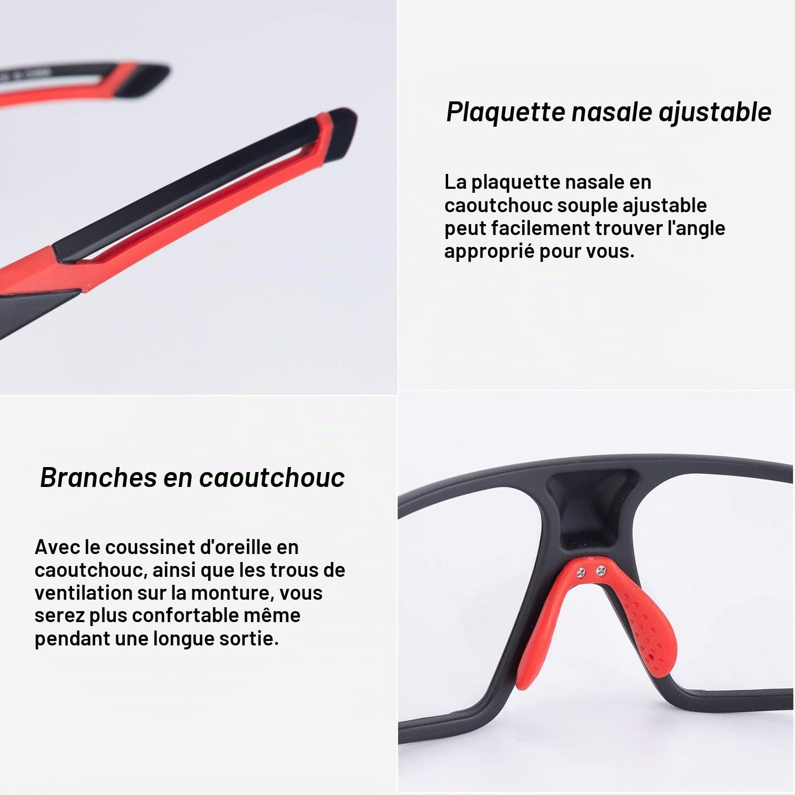 ROCKBROS Lunettes de Cyclisme Hommes Femmes Transparentes Décoloration Intelligente en PC Goggles Rectangles pour Activités d’Extérieur Vélo Moto Ski Snowboard Golf Pêche Alpinisme Bleu Noir