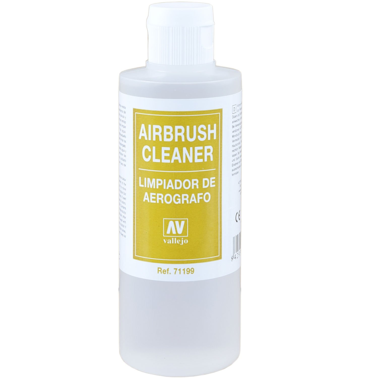 AT - Kit de nettoyage aérographie - Pot nettoyage, 5 brosses de nettoyage, nettoyage des aiguilles 5, Reamer & Vallejo Airbrush Cleaner 200ml
