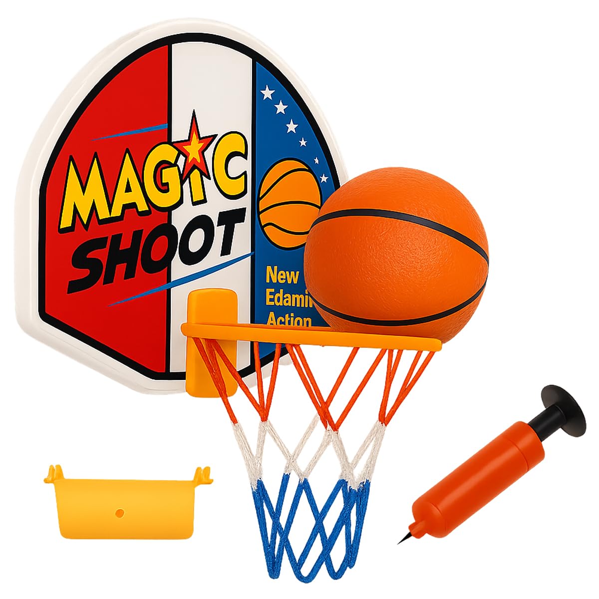 Toyana Indoor Mini Basketball Hoop Set for Home and Office Use, Wall or Door Mount Basketball Goal with Net, Pump and Mini Ball Included, Compact Sports Game for Bedroom, Living Room and Workspace