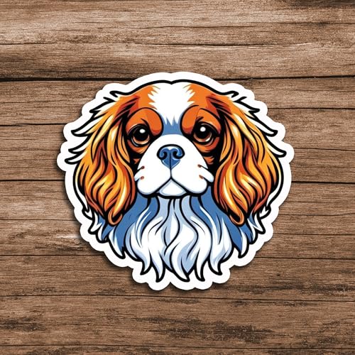 Image of Cavalier King Charles Spaniel Dog Sticker 5 Inch Waterproof Vinyl Decal Cute Cavalier Spaniel Puppy Sticker for Laptop Water Bottle Car Window Notebook Pet Lover Gift