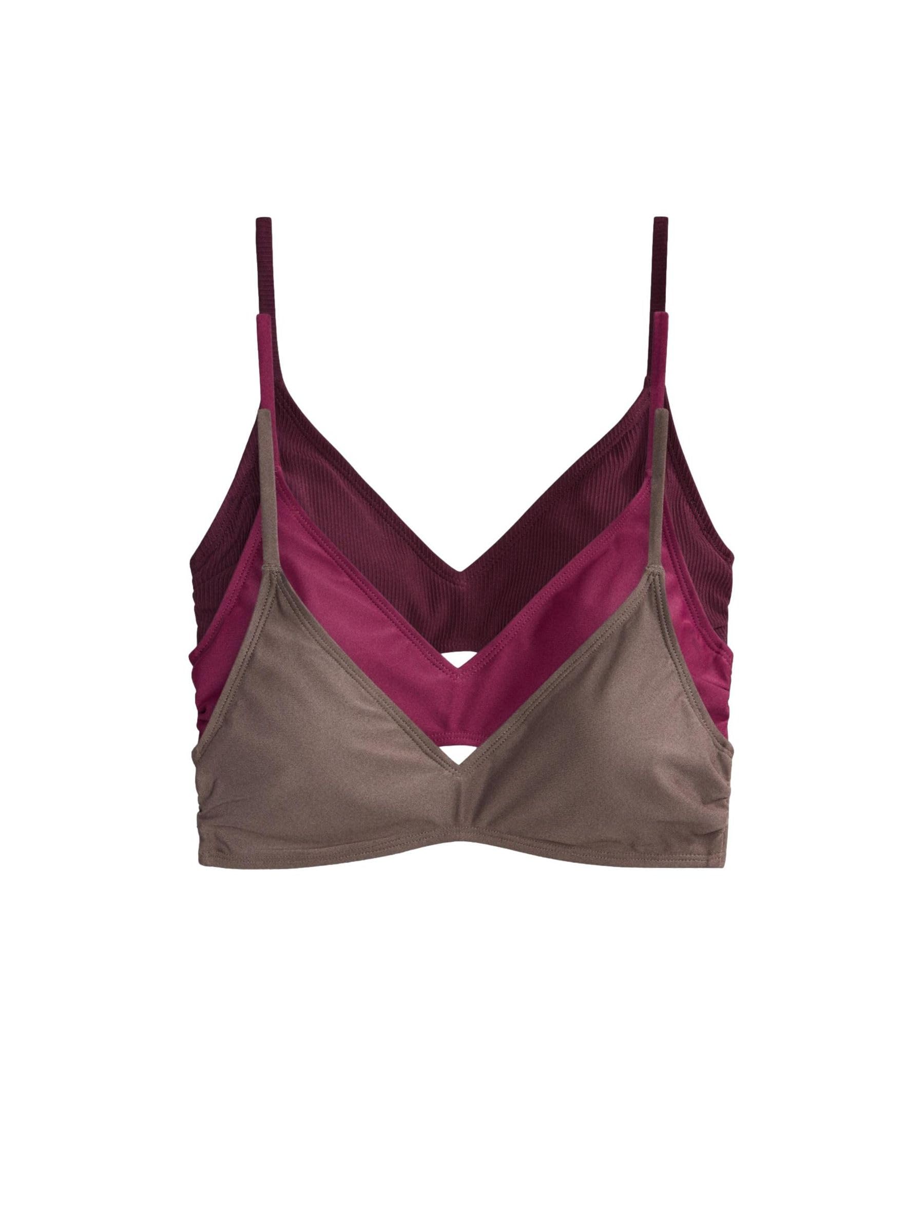 THE SET Donne Confezione da 3 Top Bikini a Triangolo Sagomato | Adulto, Triangle, Mid Rise, Pull On, Lavabile in lavatrice