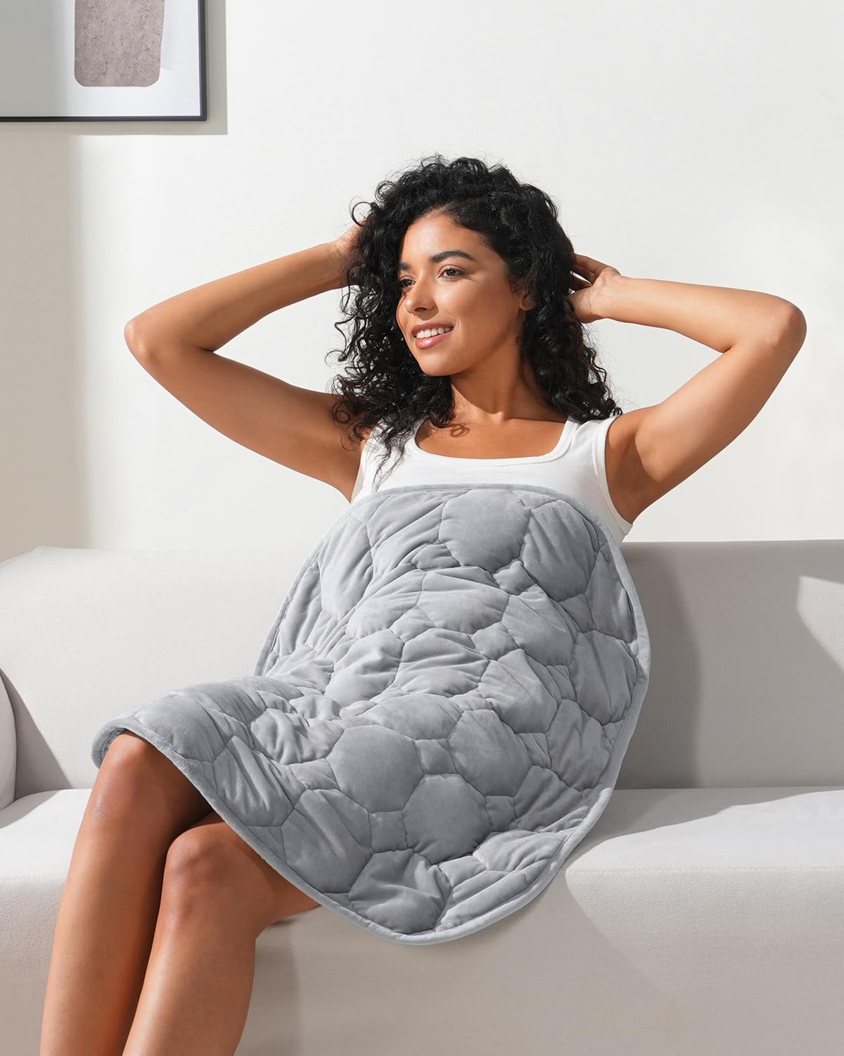 Weighted Lap Blanket, 7 lbs Weighted Lap Pad for Adults, Small Travel Weighted Blanket for Relaxation, Portable & Breathable, Grey, 24"x29"