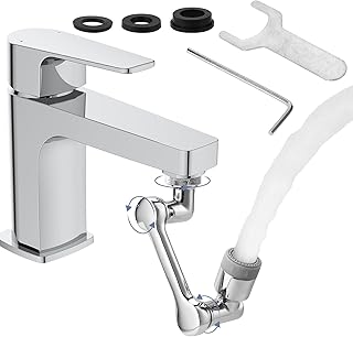 Faucet Extender for Bathroom Sink with 2 Water Outlet Modes, Universal 1080° Rotating Robotic Arm Faucet Aerator, Brass Sink Faucet Attachment, for Kitchen & Bath Faucet Parts Replacement