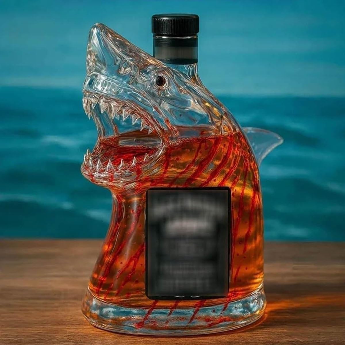 300ML Whiskey Dekanter Shark Whiskey-Flasche – Einzigartiges transparentes Glas mit Tiergravur, Geschenk für Whisky-Liebhaber, Männer/Väter/Ehemänner Einzigartiges Trinkgefäß als Geschenk