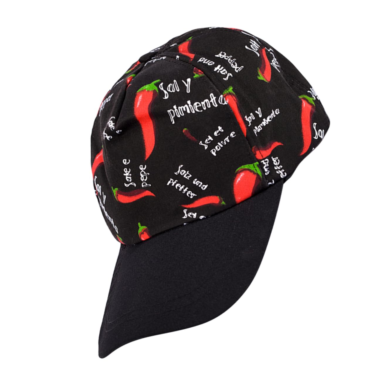 Ipetboom 1Pc Creative Chef Hat with Chili Pattern Comfortable Kitchen Cap for Waiters and Cooks Duckbill Design for Restaurants and Cooking Events Black