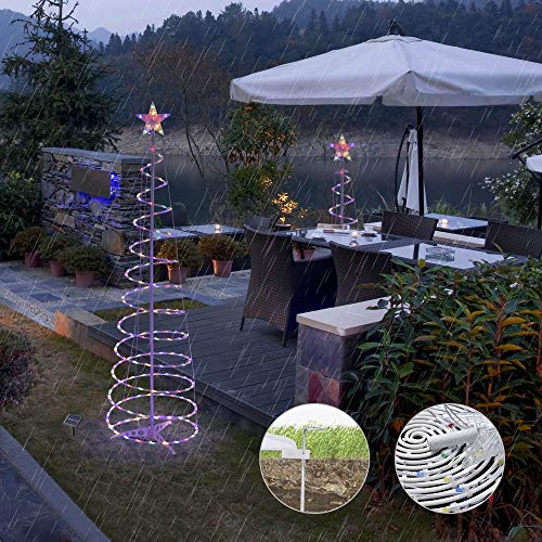 Yescom Solar Panel Set of 3 LED Christmas Spiral Light Kit 6Ft 4Ft 3Ft Indoor Outdoor Garden Party
