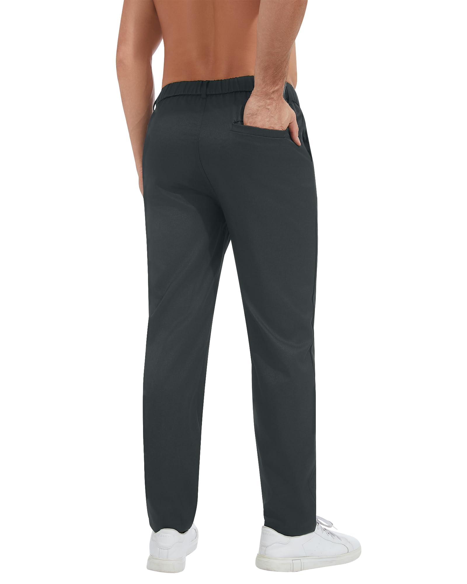 YAOBAOLE Pantalon de costume pour homme, taille élastique, coupe ajustée, avec poche, extensible, facile d'entretien, M à 3XL
