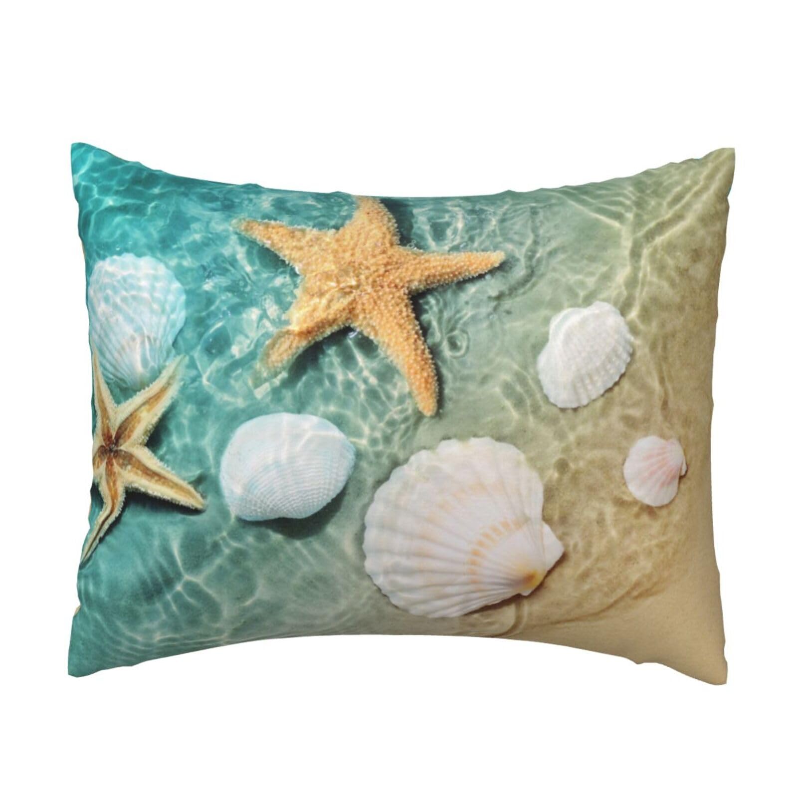WSHFFILO Starfish and Seashell Pattern printed Pillow Case 20x26in Decorative pillowcase Throw Pillow Cover